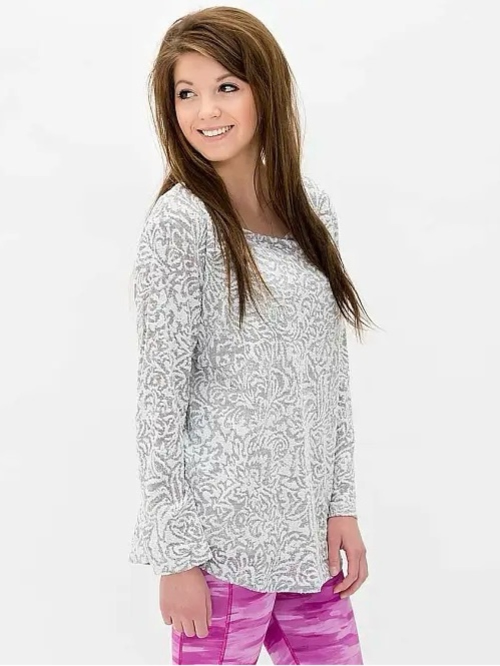 Buckle BKE lounge Burnout French Terry floral long sleeve top size medium